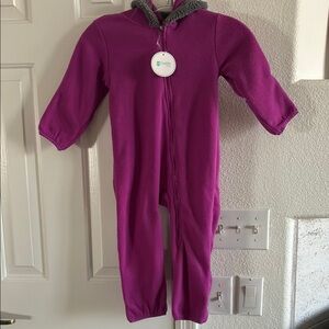 Cozy Purple Footies One Piece with High Neckline
